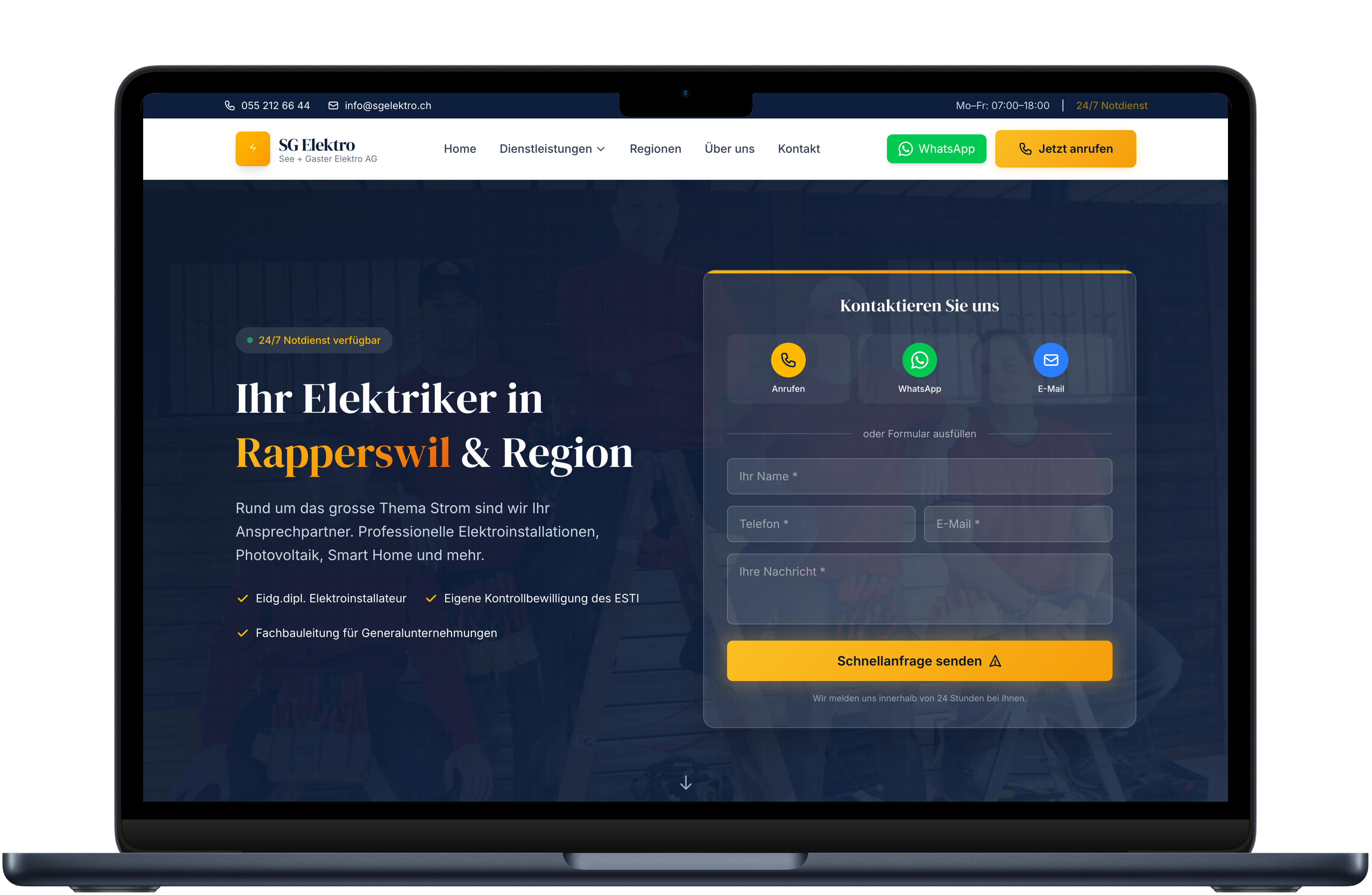 SG Elektro - Neue Website - Laptop